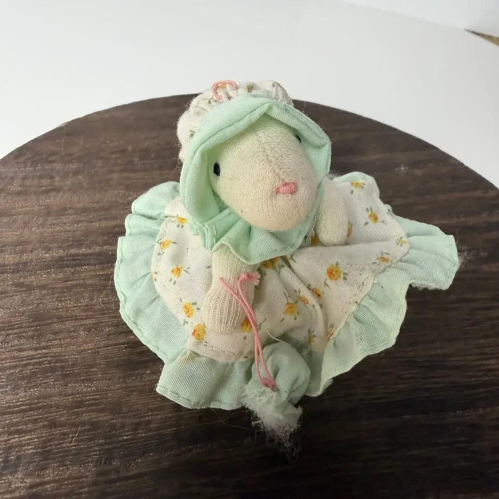 Vintage‎ Russ Berrie Mouse Ornament Plush Calico Dress Cottagecore